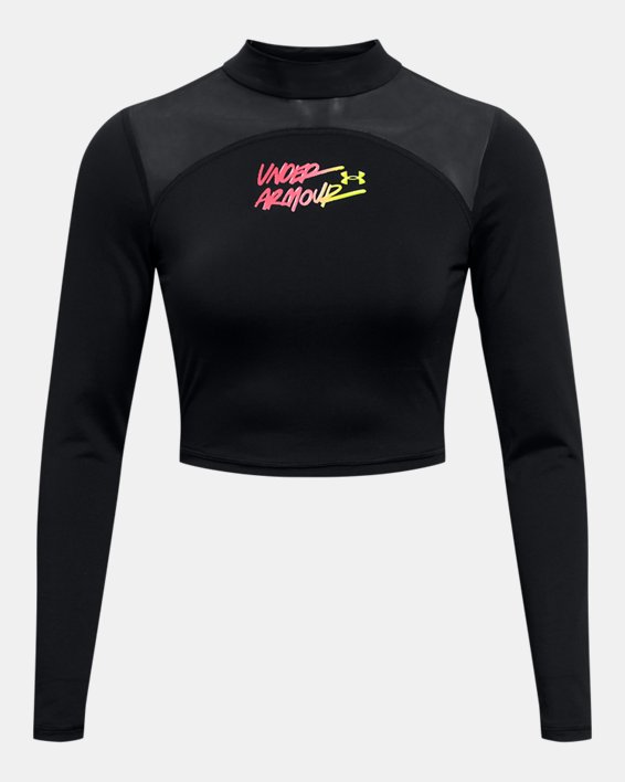 Camiseta corta con cuello alto HeatGear® para mujer, Black, pdpMainDesktop image number 5